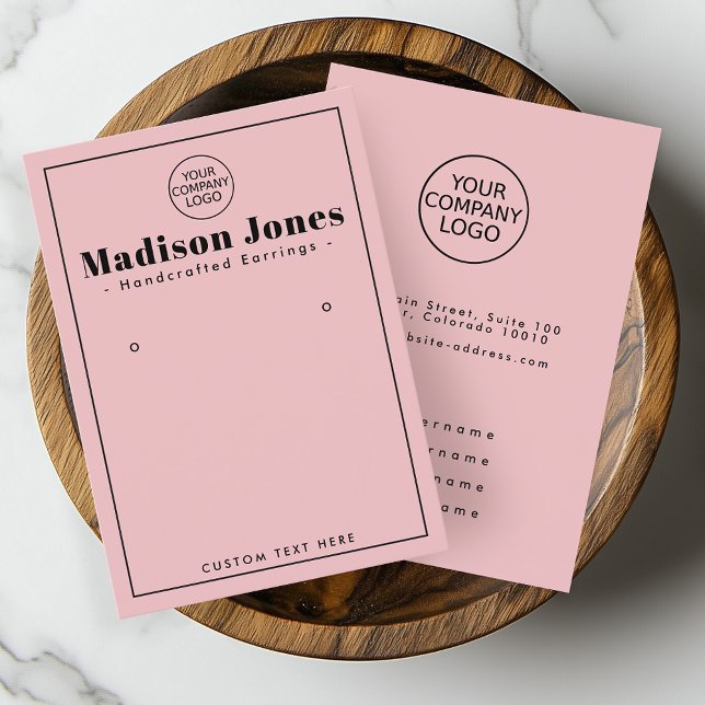 Modern Minimal Logo Pink Stud Earring Display Card (Creator Uploaded)