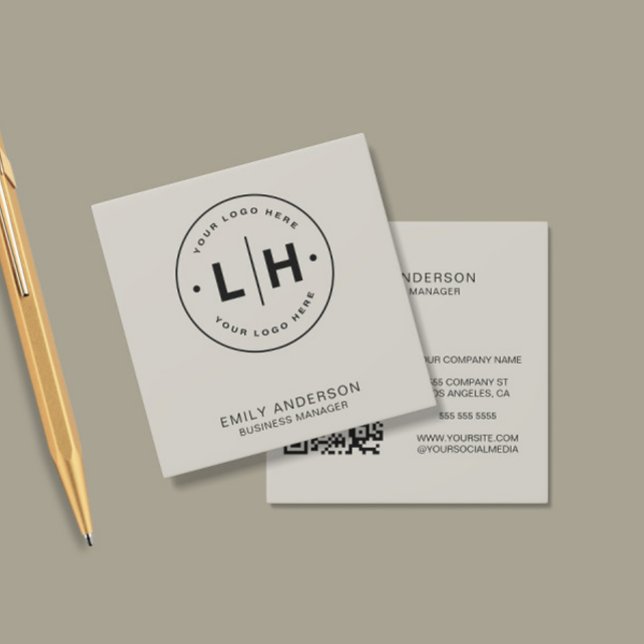 Modern Minimal Logo QR Square Business Card (Creator Uploaded)