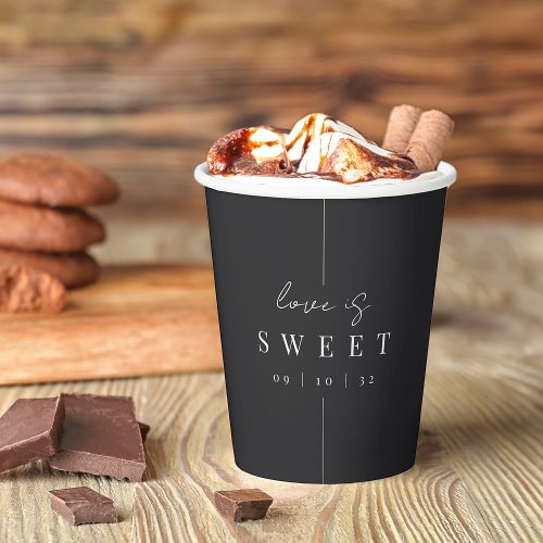 Modern Minimal Love is Sweet Wedding Hot Cocoa Paper Cups