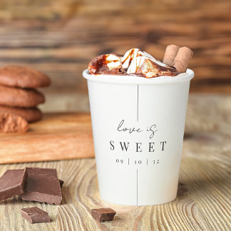 Modern Minimal "Love is Sweet" Wedding Hot Cocoa Paper Cups