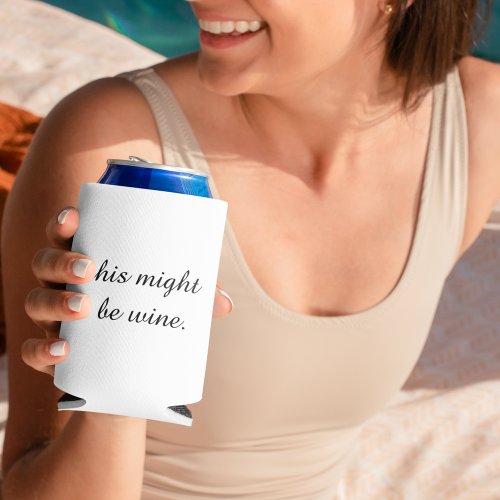 Modern Minimal Love Wine Funny Quote Can Cooler