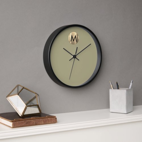 Modern Minimal Luxury Gold Monogram Clock