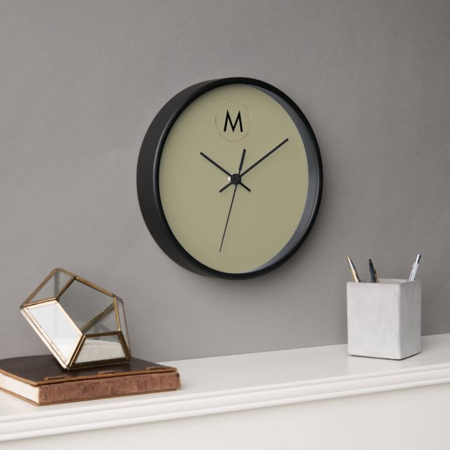 Modern Minimal Luxury Gold Monogram Clock (Office)