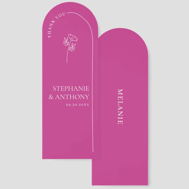 Modern Minimal Magenta Arch Wildflower Wedding  Bookmarks (Front & Back)