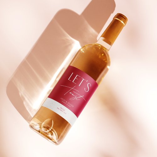 Modern Minimal Magenta Personalized Wedding Bottle Wine Label