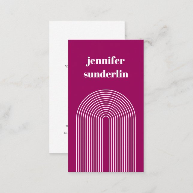 Modern Minimal Magenta Pink Geometric Arch Business Card (Front/Back)
