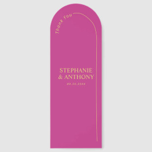 Modern Minimal Magenta with Arch Wedding  Bookmarks