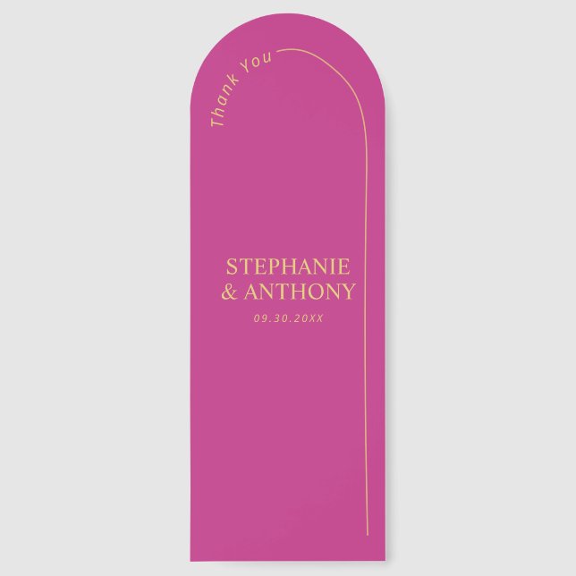 Modern Minimal Magenta with Arch Wedding  Bookmarks (Front)