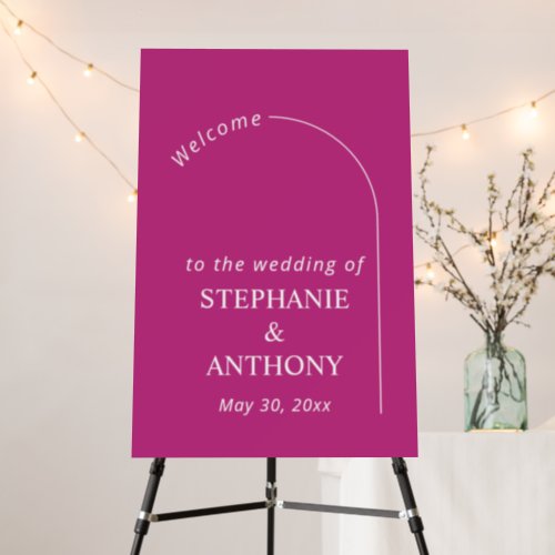 Modern Minimal Magenta with Arch Wedding         Foam Board