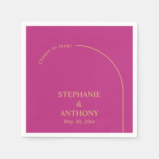 Modern Minimal Magenta with Arch Wedding      Napkins (Front)