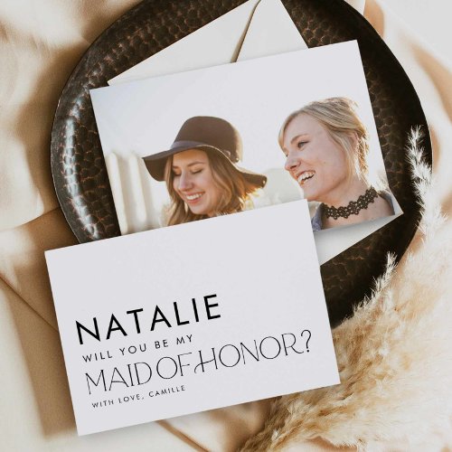 Modern Minimal Maid of Honor Proposal Card