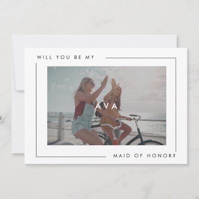 Modern Minimal Maid of Honor Proposal Photo Announcement (Front)