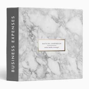 Modern minimal marble and gold geometric 3 ring binder