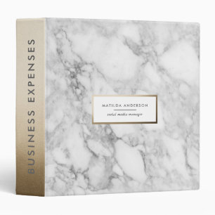 Modern minimal marble and gold geometric 3 ring binder