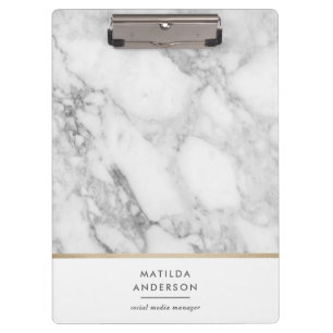 Modern minimal marble and gold geometric clipboard