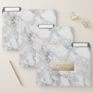 Modern minimal marble and gold geometric file folder