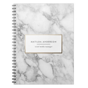 Modern minimal marble and gold geometric notebook