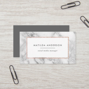 Modern minimal marble and rose gold geometric business card