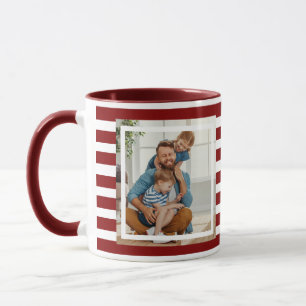 Modern minimal Maroon & White Stripes 2 photo Mug