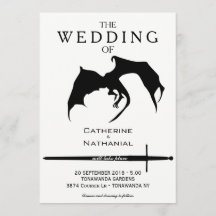 Modern Minimal Medieval Dragon Wedding Invitation