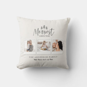 modern minimal merriest christmas throw pillow
