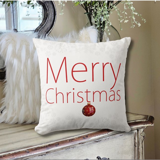 Modern Minimal Merry Christmas Holiday Throw Pillow (Creator Uploaded)