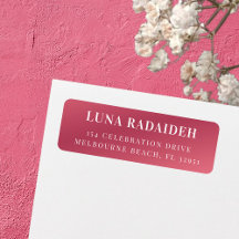 Modern minimal metallic pink return address