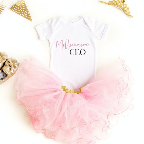 Modern Minimal Millionaire CEO  Pink And Black  Baby Bodysuit