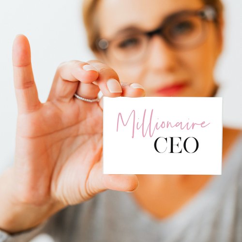 Modern Minimal Millionaire CEO  Pink And Black  Business Card