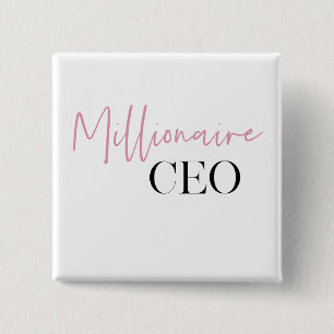 Modern Minimal Millionaire CEO Pink And Black Button