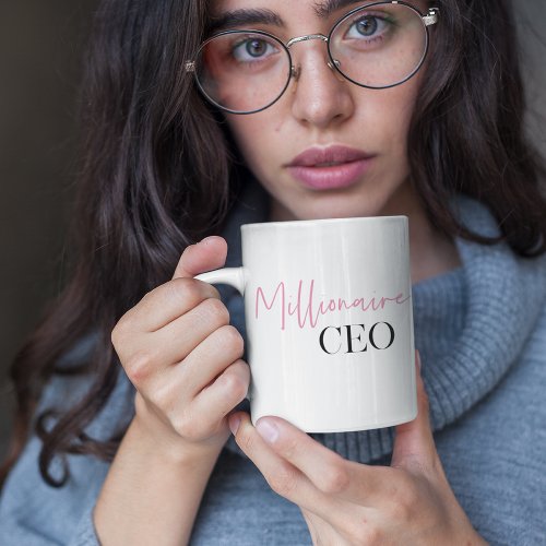 Modern Minimal Millionaire CEO  Pink And Black  Coffee Mug