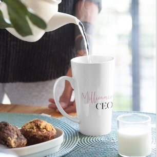 Modern Minimal Millionaire CEO Pink And Black Latte Mug