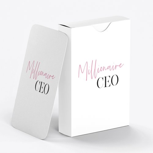 Modern Minimal Millionaire CEO  Pink And Black  Poker Cards