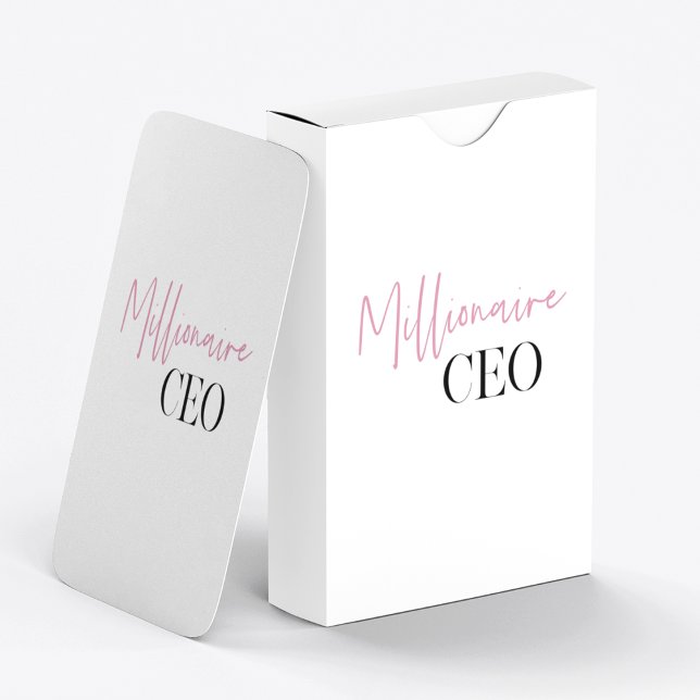 Modern Minimal Millionaire CEO | Pink And Black  Poker Cards (Creator Uploaded)