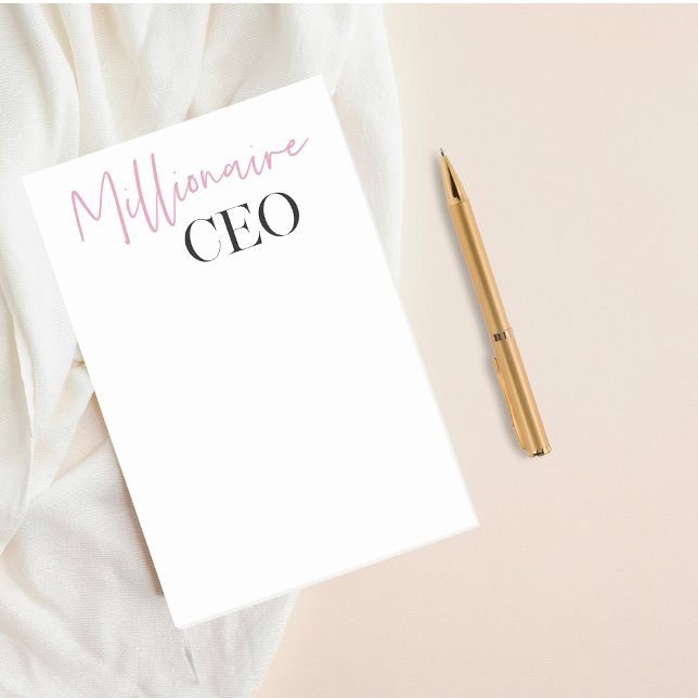 Modern Minimal Millionaire CEO | Pink And Black  Post-it Notes (Creator Uploaded)