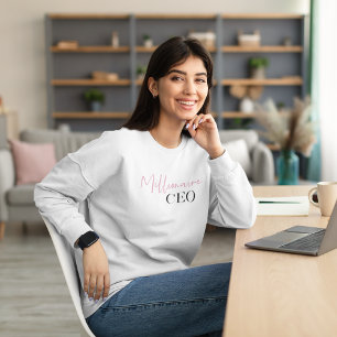 Modern Minimal Millionaire CEO   Pink And Black  Sweatshirt