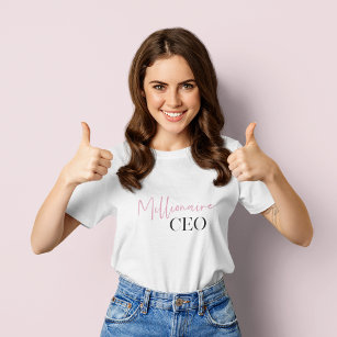 Modern Minimal Millionaire CEO   Pink And Black  T-Shirt