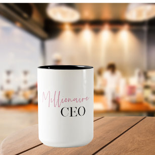 Modern Minimal Millionaire CEO   Pink And Black  Two-Tone Coffee Mug