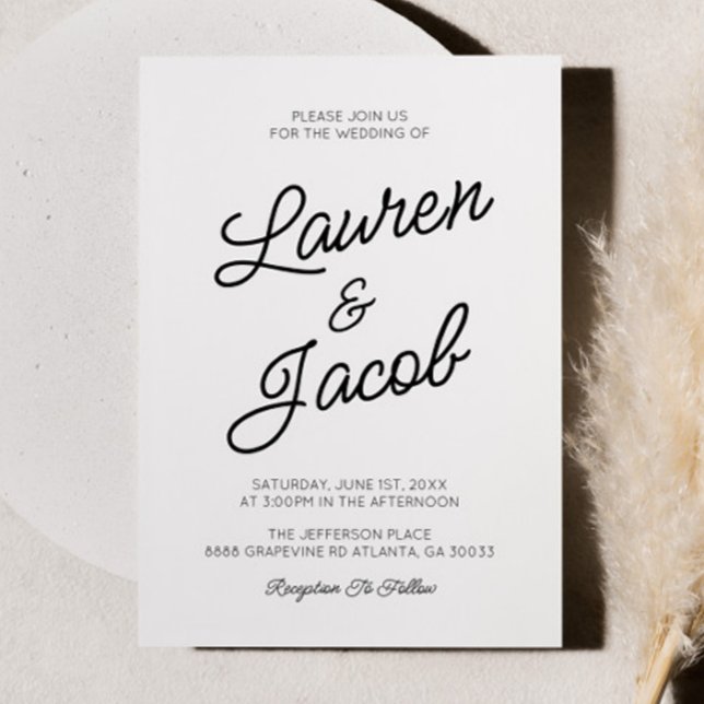 Modern Minimal Minimalist Black and White Wedding Invitation (Creator Uploaded)