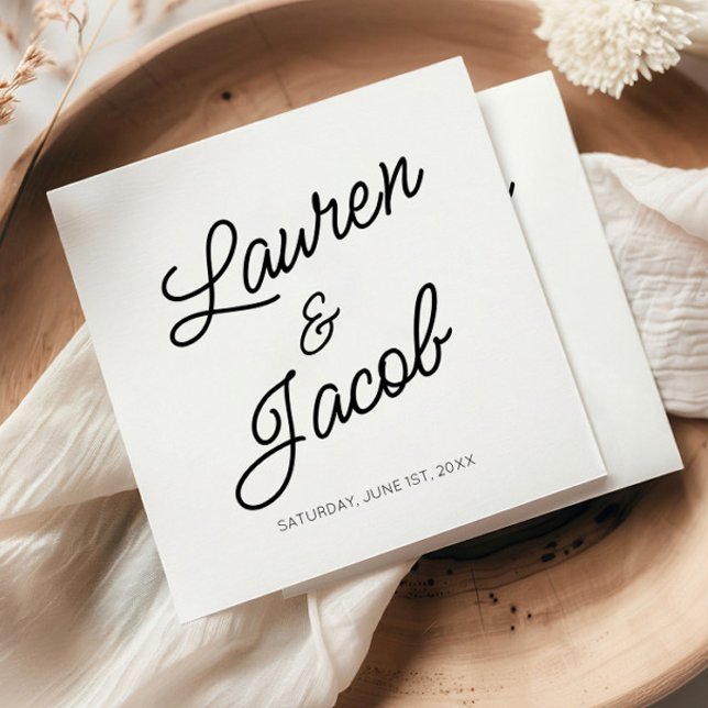 Modern Minimal Minimalist Black and White Wedding Napkins (Creator Uploaded)