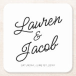 Modern Minimal Minimalist Black and White Wedding Square Paper Coaster<br><div class="desc">This is a Modern Minimal Minimalist Black and White Wedding Paper Coasters!</div>