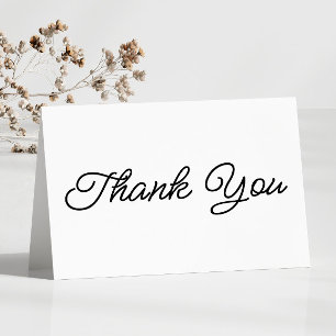Modern Minimal Minimalist Black White Wedding Thank You Card