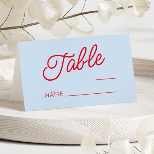 Modern Minimal Minimalist Blue and Red Wedding