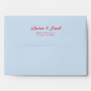 Modern Minimal Minimalist Blue Red Wedding Envelope
