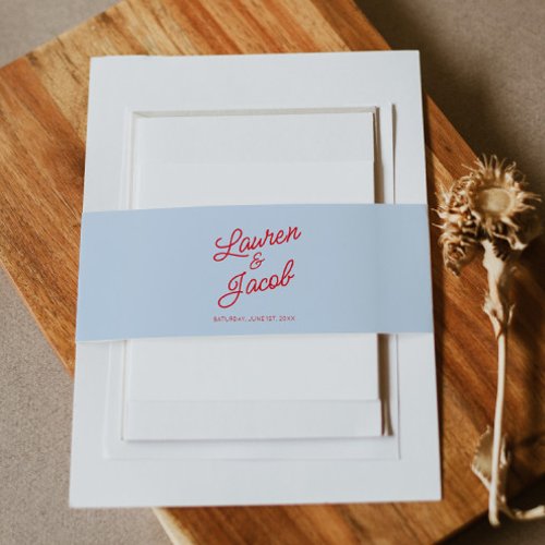 Modern Minimal Minimalist Blue Red Wedding