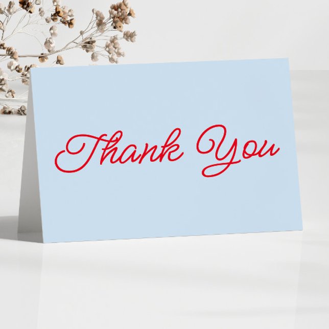 Modern Minimal Minimalist Blue Red Wedding Thank You Card (Creator Uploaded)