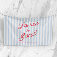 Modern Minimal Minimalist Blue Stripes Red Wedding