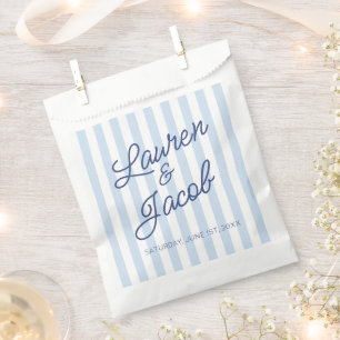 Modern Minimal Minimalist Blue Stripes Wedding Favor Bag