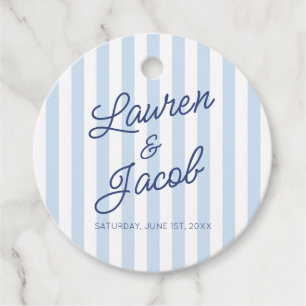 Modern Minimal Minimalist Blue Stripes Wedding Favor Tags