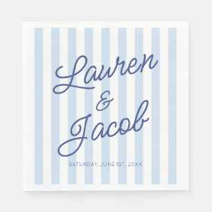 Modern Minimal Minimalist Blue Stripes Wedding Napkins